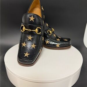 New Authentic Gucci Horsebit Loafers with Embroidered Stars Size 38/8